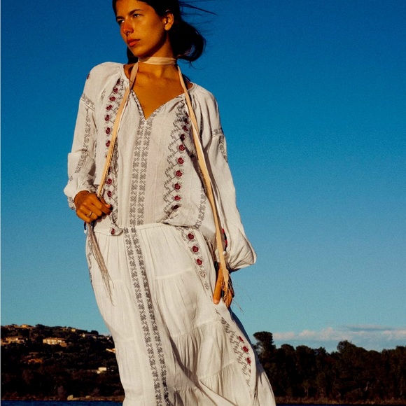 Zara NWT Embroidered Long Skirt size XS-S - Picture 3 of 17